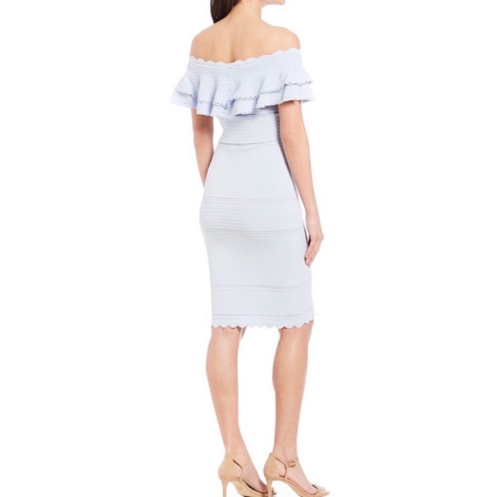Eliza J Ruffed Off The Shoulder Ruffle Dress L - Picture 4 of 8